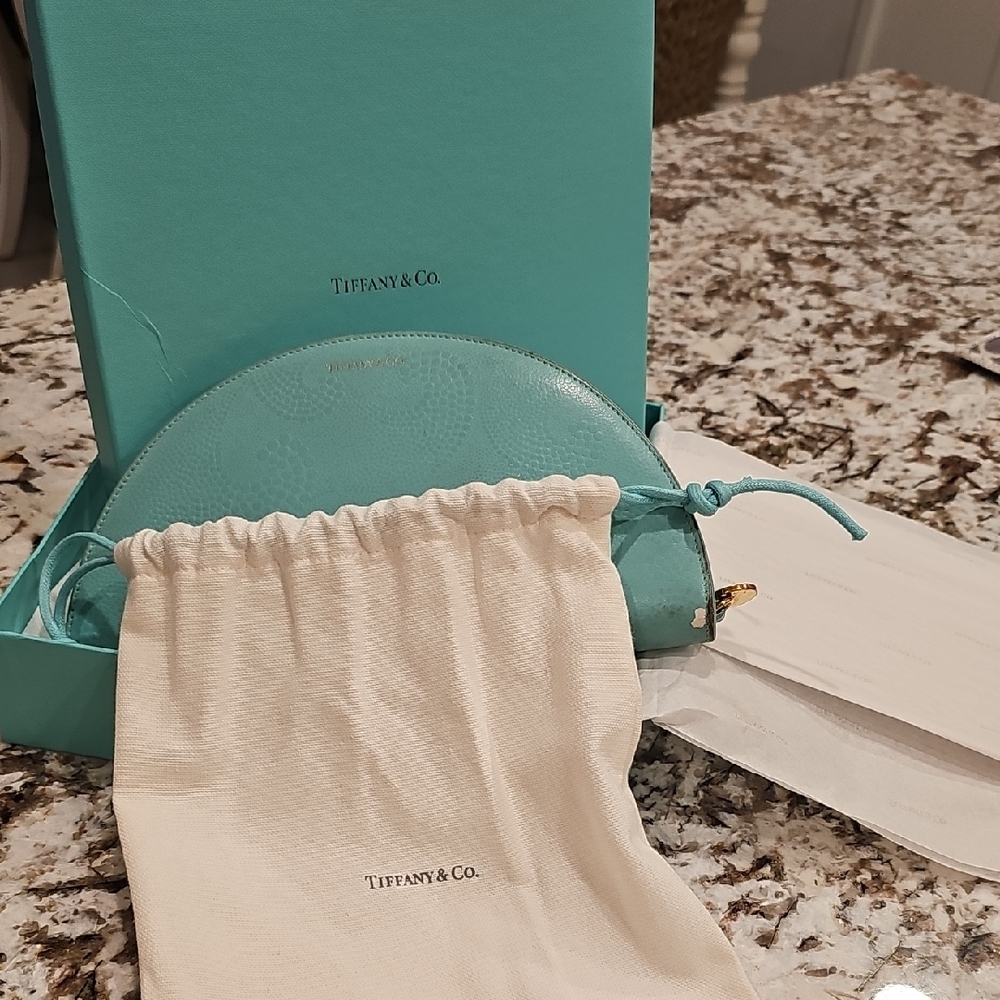 Tiffany & Co. Turquoise Half Moon Leather Wallet -large
